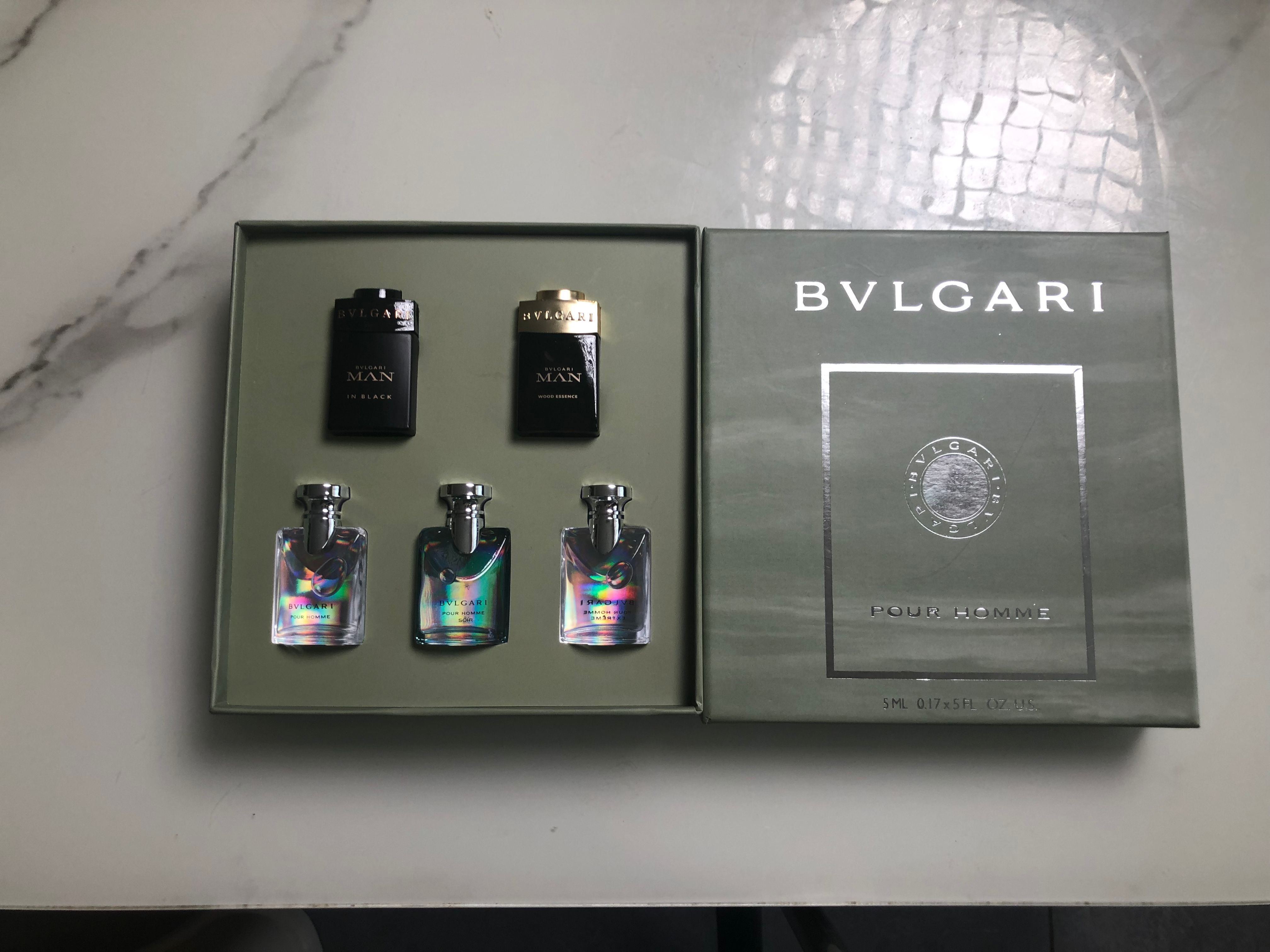 Gift-set product photo — US-285 — Catalogue name: Bvlgari Pour Homme 5-Piece Men Mini Perfume Gift Set — Capacity shown: 5ml × 5