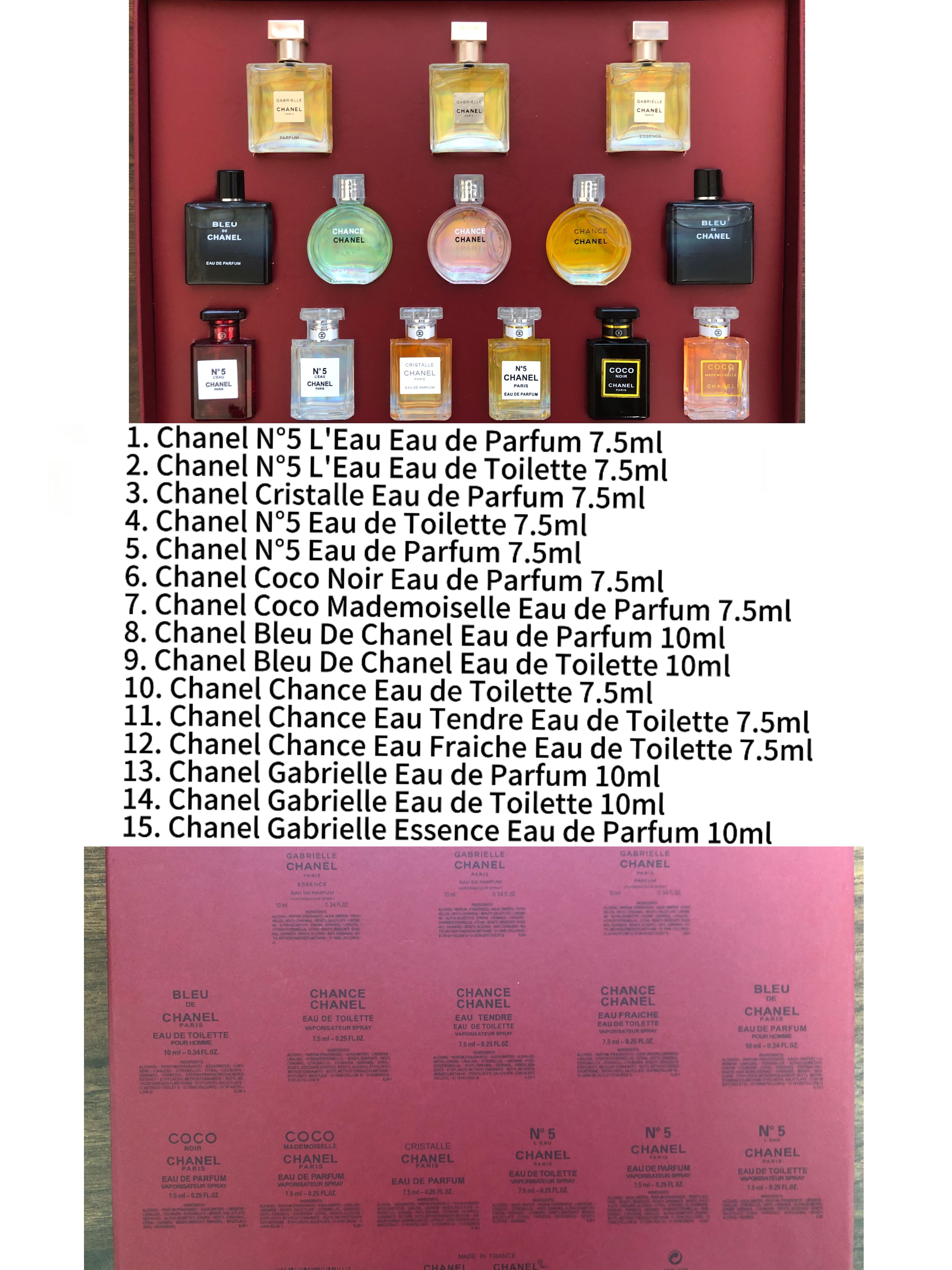 Gift-set contents photo — US-248 — Catalogue name: Chanel 14-Piece Mini Perfume Holiday Gift Set — Capacity shown: 5ml × 14