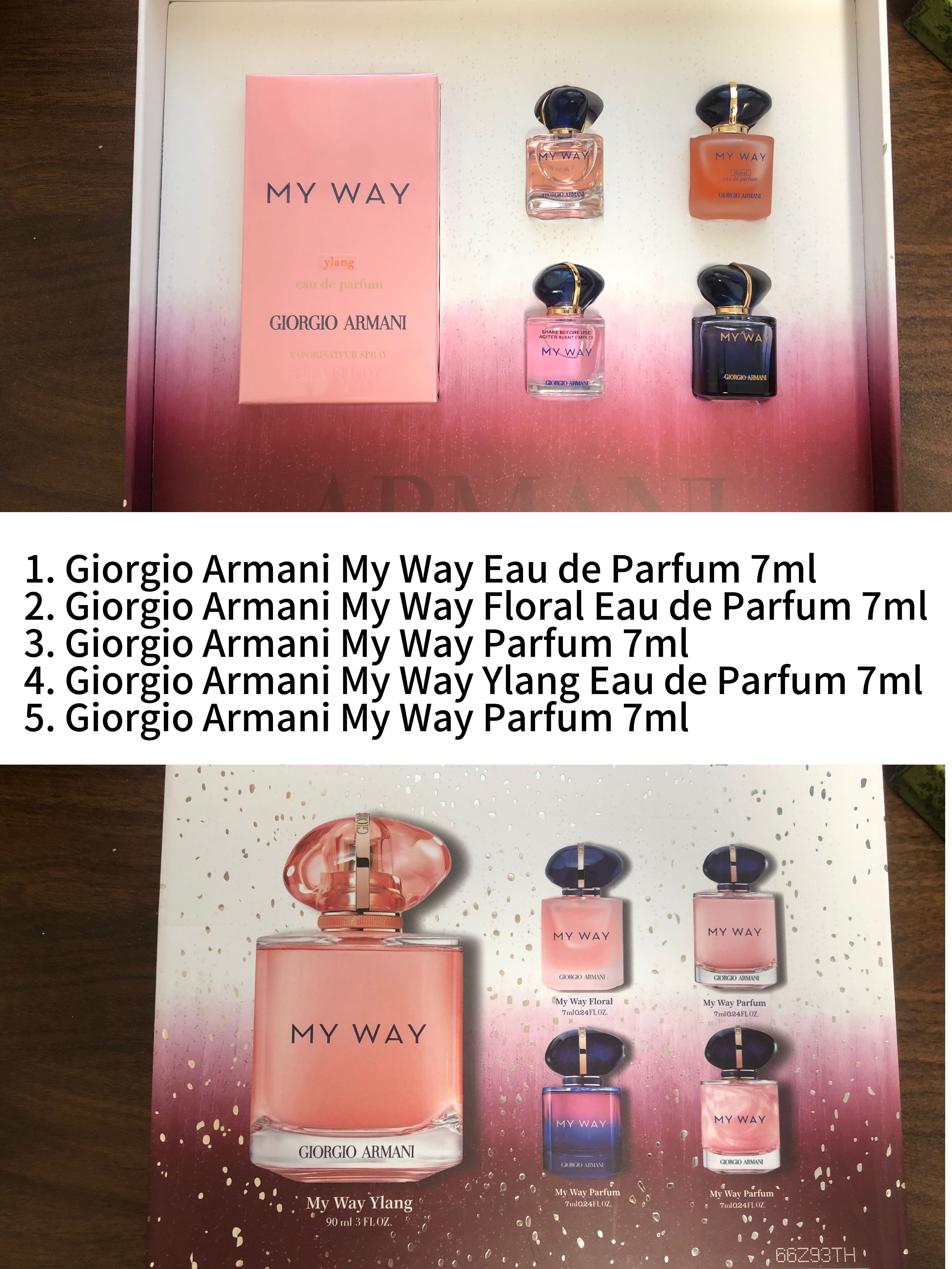 Gift-set contents photo — US-271 — Catalogue name: Armani My Way 5-Piece Mini Gift Set — Capacity shown: 90ml+7ml × 4