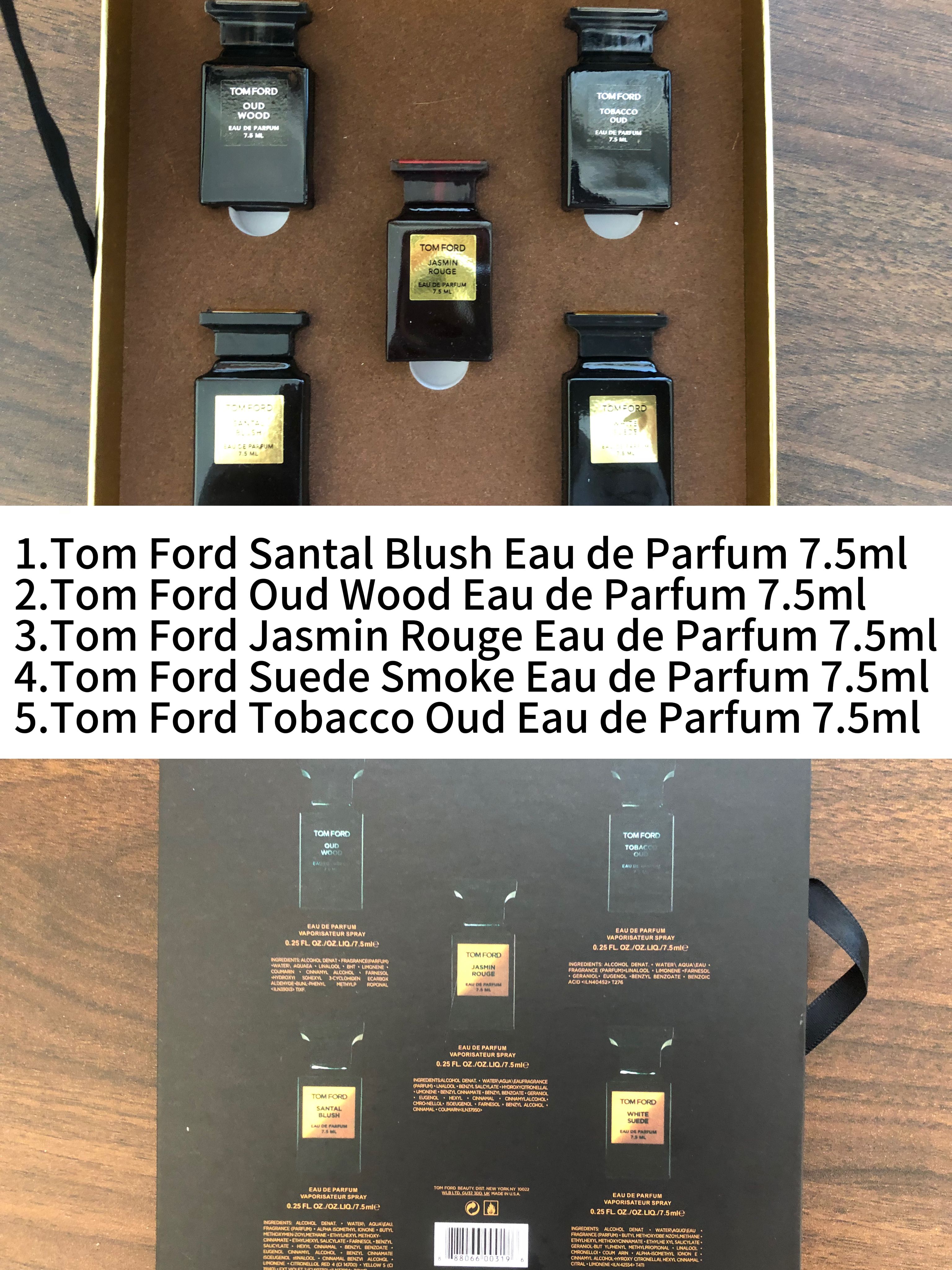 Gift-set contents photo — US-276 — Catalogue name: Tom Ford Private Blend 5-Piece Mini Perfume Gift Set — Capacity shown: 7.5ml × 5